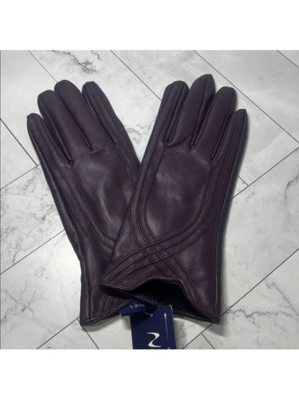 NWT Nappaglo Womens Purple Nappa Leather Fleece Lined Winter Gloves L LARGE